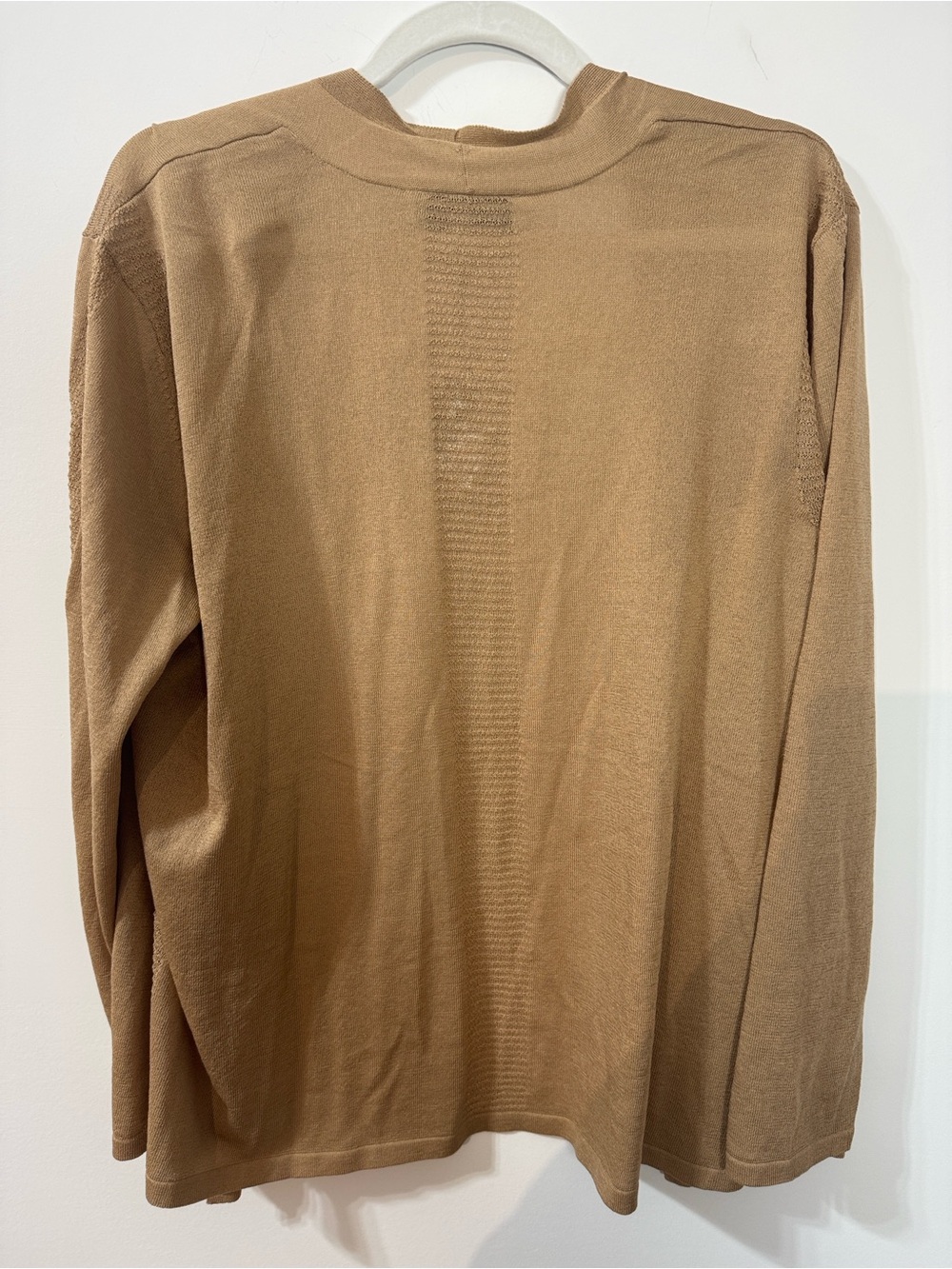 Kasper Women's Open-Front Cardigan in Camel Brown w/ Sheer Detail- Size XL - Picture 6 of 14